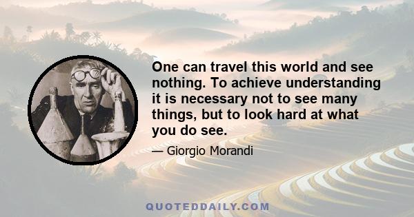 One can travel this world and see nothing. To achieve understanding it is necessary not to see many things, but to look hard at what you do see.