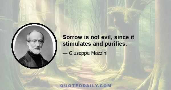 Sorrow is not evil, since it stimulates and purifies.