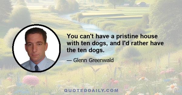 You can't have a pristine house with ten dogs, and I'd rather have the ten dogs.