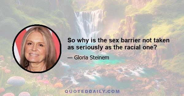 So why is the sex barrier not taken as seriously as the racial one?