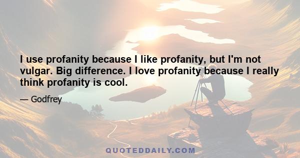 I use profanity because I like profanity, but I'm not vulgar. Big difference. I love profanity because I really think profanity is cool.