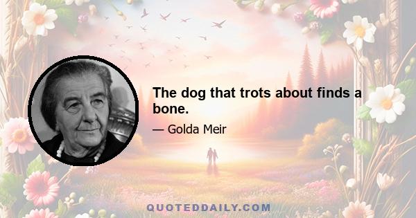 The dog that trots about finds a bone.