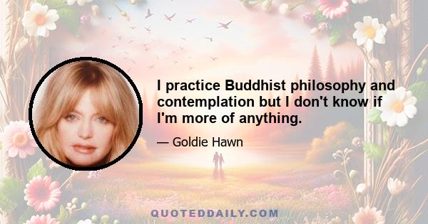 I practice Buddhist philosophy and contemplation but I don't know if I'm more of anything.