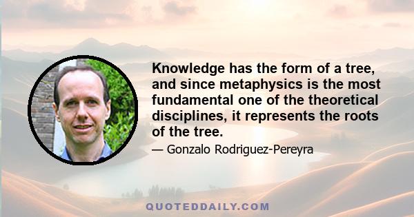 Knowledge has the form of a tree, and since metaphysics is the most fundamental one of the theoretical disciplines, it represents the roots of the tree.