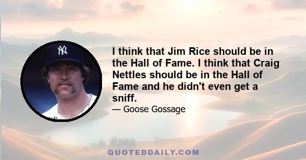 I think that Jim Rice should be in the Hall of Fame. I think that Craig Nettles should be in the Hall of Fame and he didn't even get a sniff.