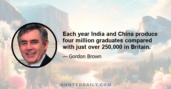 Each year India and China produce four million graduates compared with just over 250,000 in Britain.