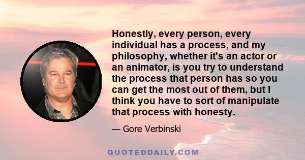 Honestly, every person, every individual has a process, and my philosophy, whether it's an actor or an animator, is you try to understand the process that person has so you can get the most out of them, but I think you