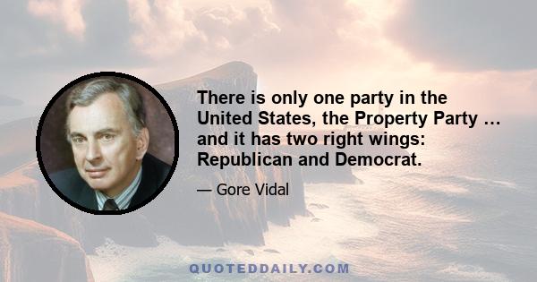 There is only one party in the United States, the Property Party … and it has two right wings: Republican and Democrat.