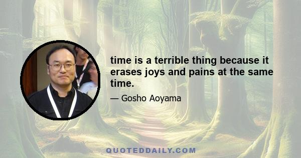 time is a terrible thing because it erases joys and pains at the same time.