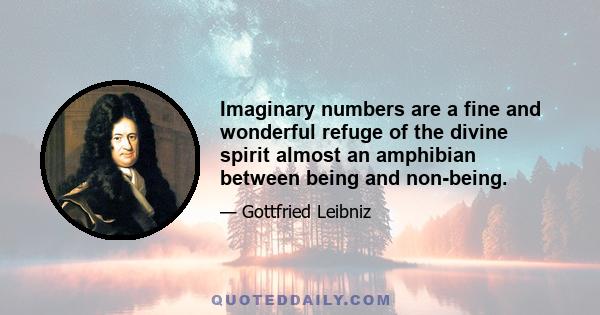 Imaginary numbers are a fine and wonderful refuge of the divine spirit almost an amphibian between being and non-being.