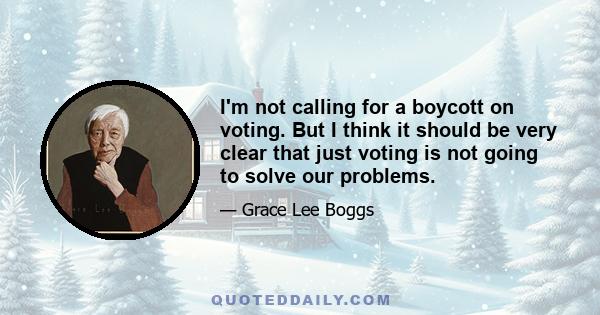 I'm not calling for a boycott on voting. But I think it should be very clear that just voting is not going to solve our problems.