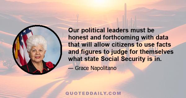 Our political leaders must be honest and forthcoming with data that will allow citizens to use facts and figures to judge for themselves what state Social Security is in.