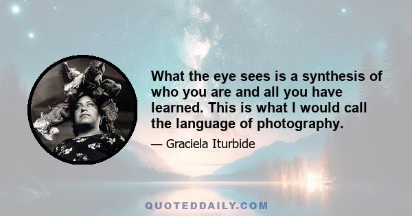 What the eye sees is a synthesis of who you are and all you have learned. This is what I would call the language of photography.