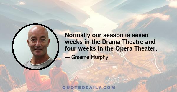 Normally our season is seven weeks in the Drama Theatre and four weeks in the Opera Theater.