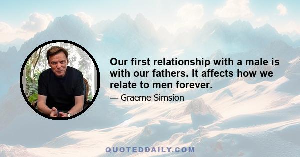 Our first relationship with a male is with our fathers. It affects how we relate to men forever.