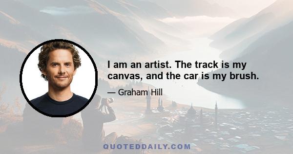 I am an artist. The track is my canvas, and the car is my brush.