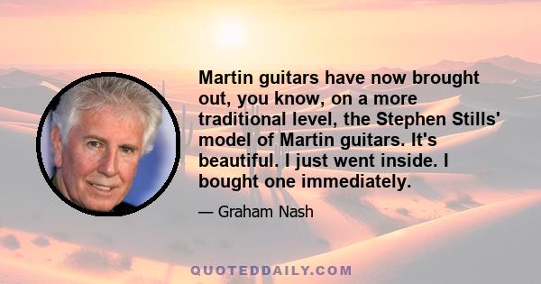 Martin guitars have now brought out, you know, on a more traditional level, the Stephen Stills' model of Martin guitars. It's beautiful. I just went inside. I bought one immediately.