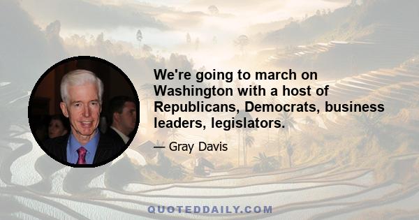 We're going to march on Washington with a host of Republicans, Democrats, business leaders, legislators.