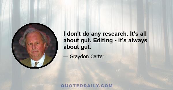 I don't do any research. It's all about gut. Editing - it's always about gut.