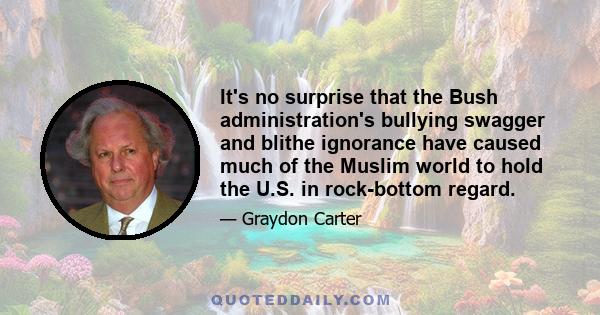 It's no surprise that the Bush administration's bullying swagger and blithe ignorance have caused much of the Muslim world to hold the U.S. in rock-bottom regard.