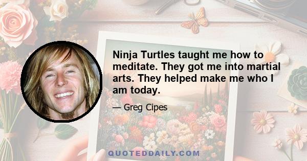 Ninja Turtles taught me how to meditate. They got me into martial arts. They helped make me who I am today.