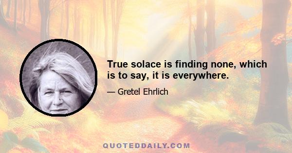 True solace is finding none, which is to say, it is everywhere.