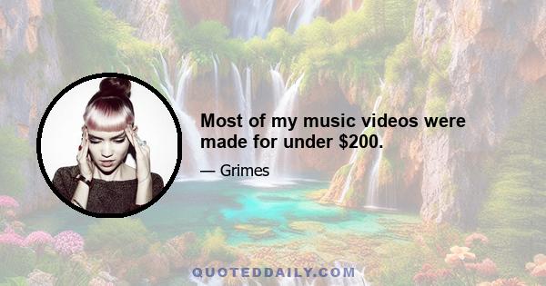 Most of my music videos were made for under $200.