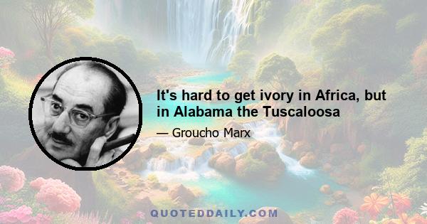 It's hard to get ivory in Africa, but in Alabama the Tuscaloosa