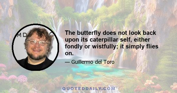 The butterfly does not look back upon its caterpillar self, either fondly or wistfully; it simply flies on.