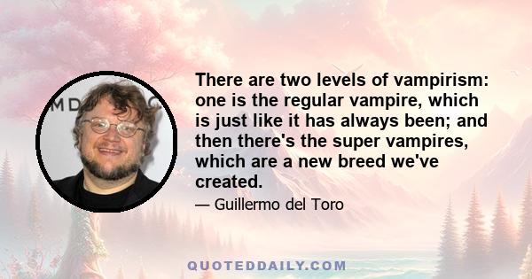 There are two levels of vampirism: one is the regular vampire, which is just like it has always been; and then there's the super vampires, which are a new breed we've created.