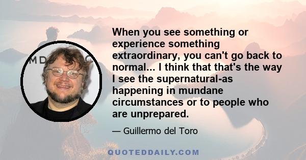 When you see something or experience something extraordinary, you can't go back to normal... I think that that's the way I see the supernatural-as happening in mundane circumstances or to people who are unprepared.