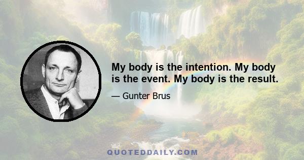 My body is the intention. My body is the event. My body is the result.