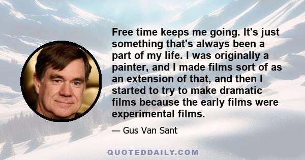 Free time keeps me going. It's just something that's always been a part of my life. I was originally a painter, and I made films sort of as an extension of that, and then I started to try to make dramatic films because