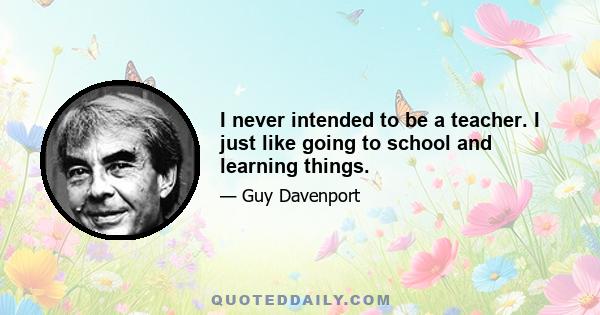 I never intended to be a teacher. I just like going to school and learning things.