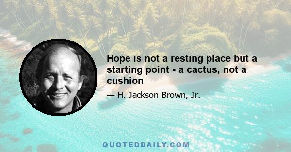 Hope is not a resting place but a starting point - a cactus, not a cushion