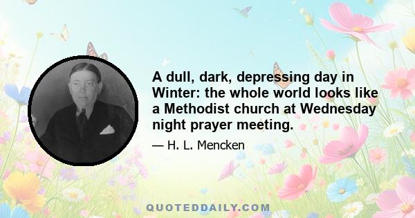 A dull, dark, depressing day in Winter: the whole world looks like a Methodist church at Wednesday night prayer meeting.