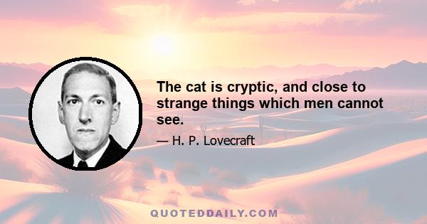 The cat is cryptic, and close to strange things which men cannot see.