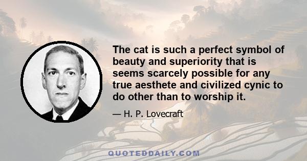 The cat is such a perfect symbol of beauty and superiority that is seems scarcely possible for any true aesthete and civilized cynic to do other than to worship it.