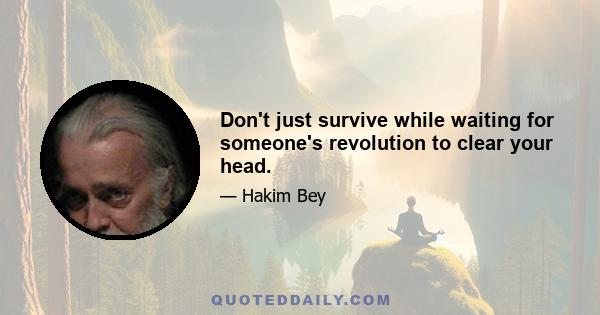 Don't just survive while waiting for someone's revolution to clear your head.