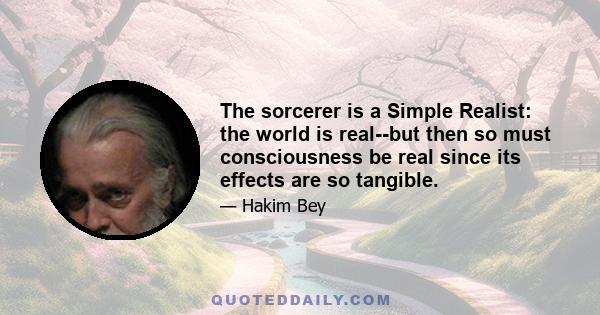 The sorcerer is a Simple Realist: the world is real--but then so must consciousness be real since its effects are so tangible.