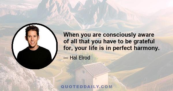 When you are consciously aware of all that you have to be grateful for, your life is in perfect harmony.