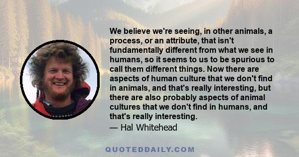 We believe we're seeing, in other animals, a process, or an attribute, that isn't fundamentally different from what we see in humans, so it seems to us to be spurious to call them different things. Now there are aspects 