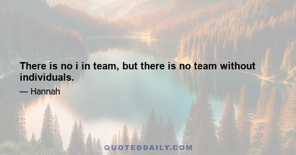 There is no i in team, but there is no team without individuals.