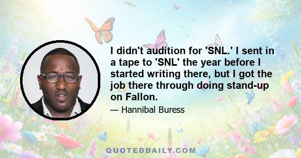 I didn't audition for 'SNL.' I sent in a tape to 'SNL' the year before I started writing there, but I got the job there through doing stand-up on Fallon.