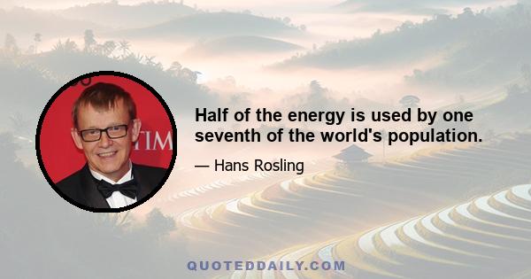 Half of the energy is used by one seventh of the world's population.