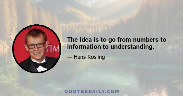 The idea is to go from numbers to information to understanding.