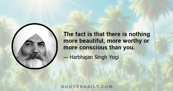 The fact is that there is nothing more beautiful, more worthy or more conscious than you.