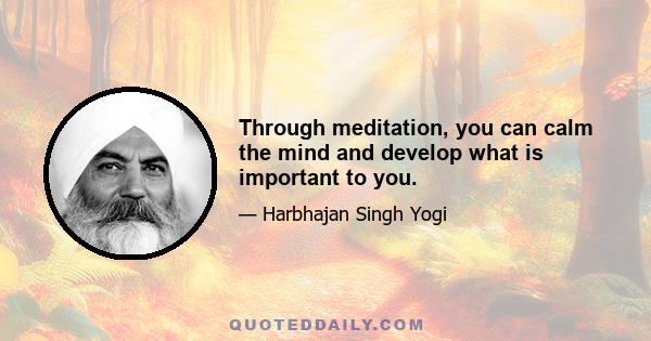 Through meditation, you can calm the mind and develop what is important to you.