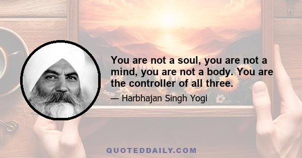 You are not a soul, you are not a mind, you are not a body. You are the controller of all three.