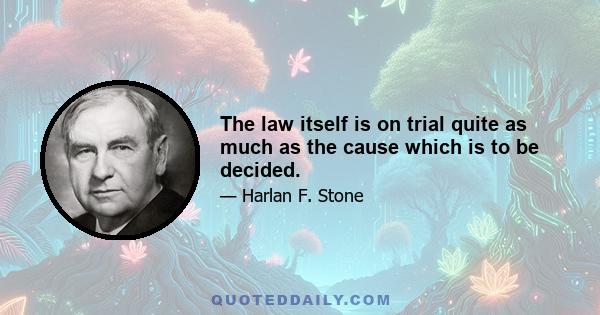 The law itself is on trial quite as much as the cause which is to be decided.